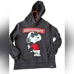 Zara Charcoal Hoodie with Snoopy Graphic
